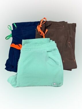 FIGS + Carhartt Scrub Pants Bundle XL | 3 Pair Lot | Teal Brown Navy Medical